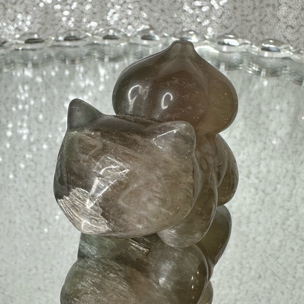 Smoky quartz bulbasaur Pokemon crystal carving